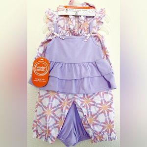 Wonder Nation Baby Girl 5 piece set size 0-3 months newborn lavender